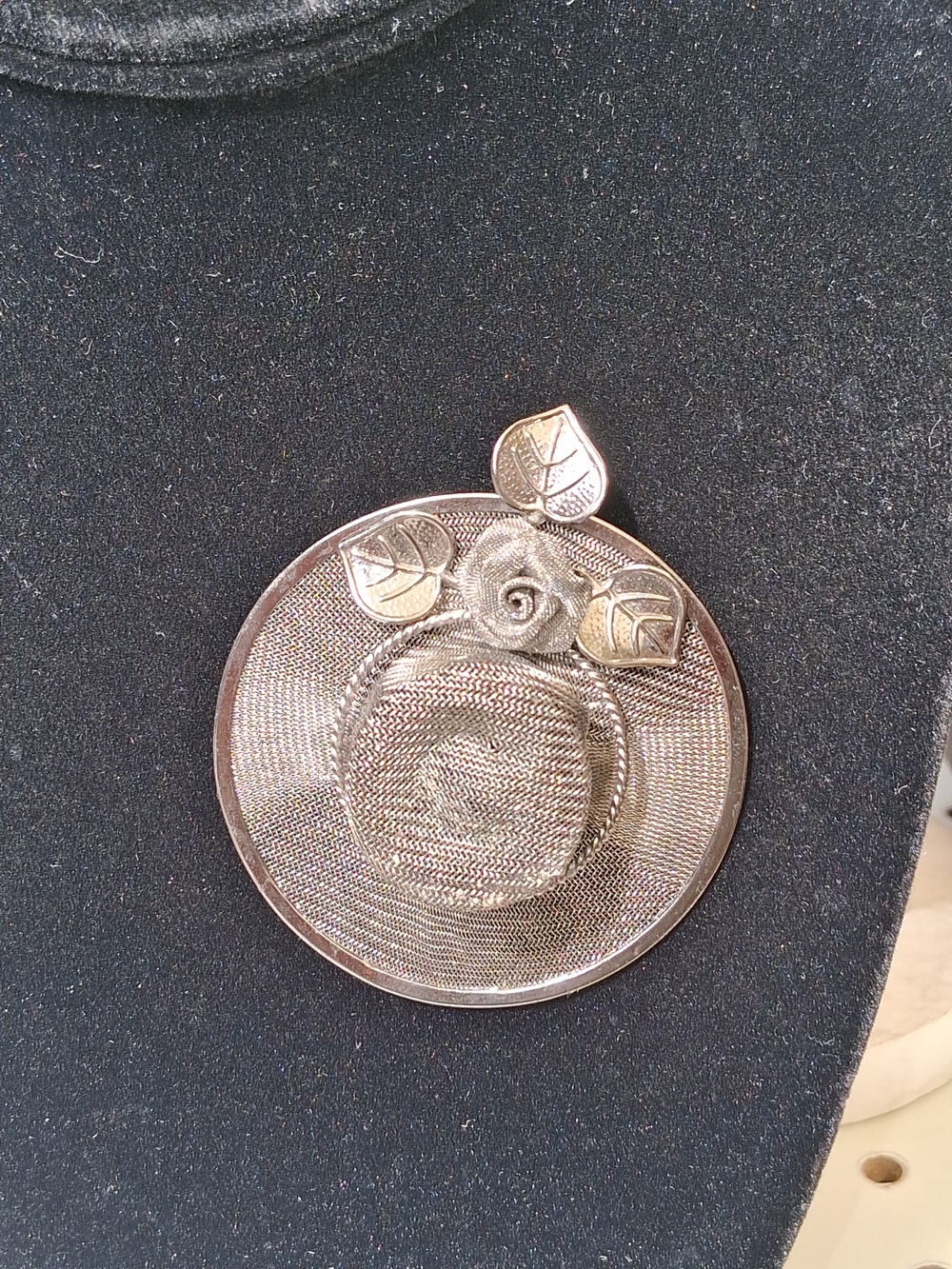 Silver Floral Straw Hat Brooch - Women Accessories